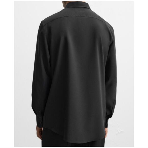 Zara Men Dress Preppy Stretch Button Down Shirt Black Size Large NWT - Picture 5 of 13